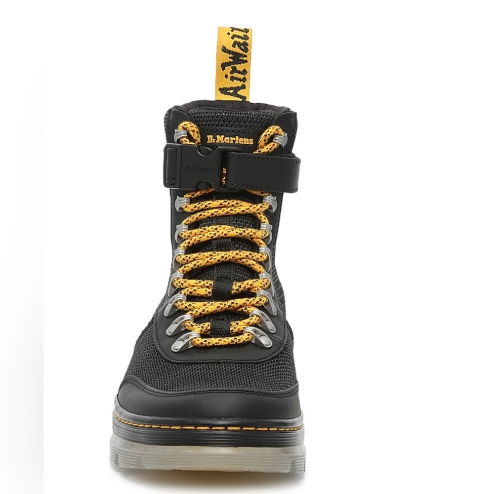 Dr. Martens Combs Tech Black Yellow Leather Nylon Boots Men's Size 12